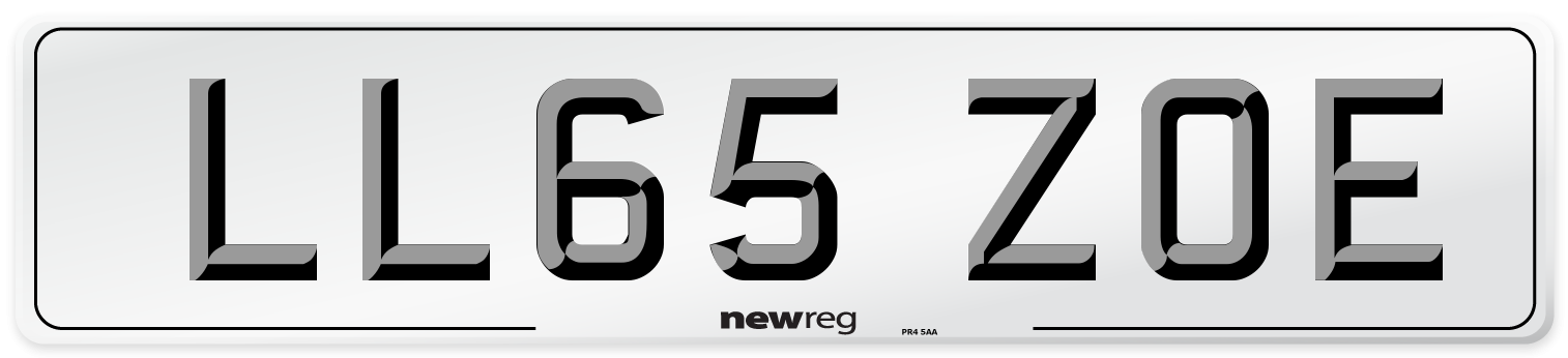 LL65 ZOE Number Plate from New Reg